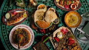 Arabian food on different plates